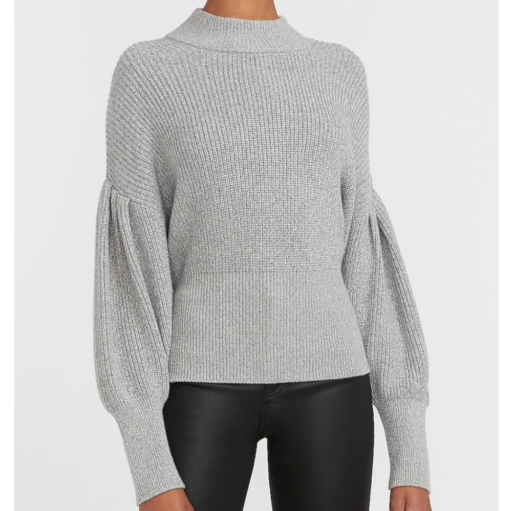NWTExpress ribbed mock neck balloon sleeve sweater